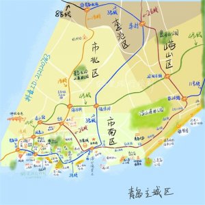 ​青岛手绘旅游攻略路线图来啦，主城区景点分布一览，请收好