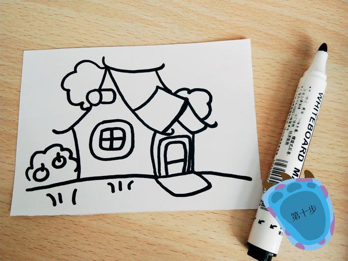 建筑物简笔画：十一步画一个户外的小房子