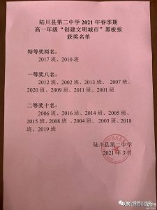 ​广西陆川县第二中学开展“创建文明城市”黑板报比赛，有你的吗