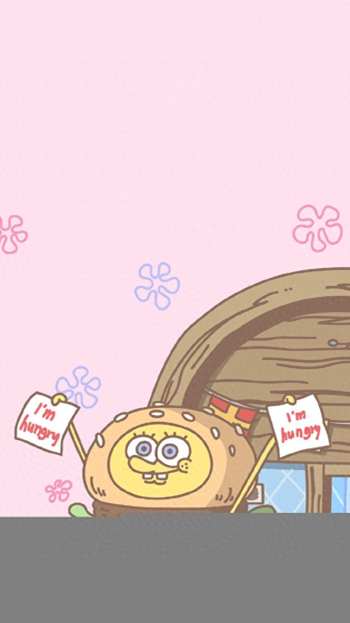原宿风手机壁纸，海绵宝宝和派大星，用紫粉色还原你的“少女梦”