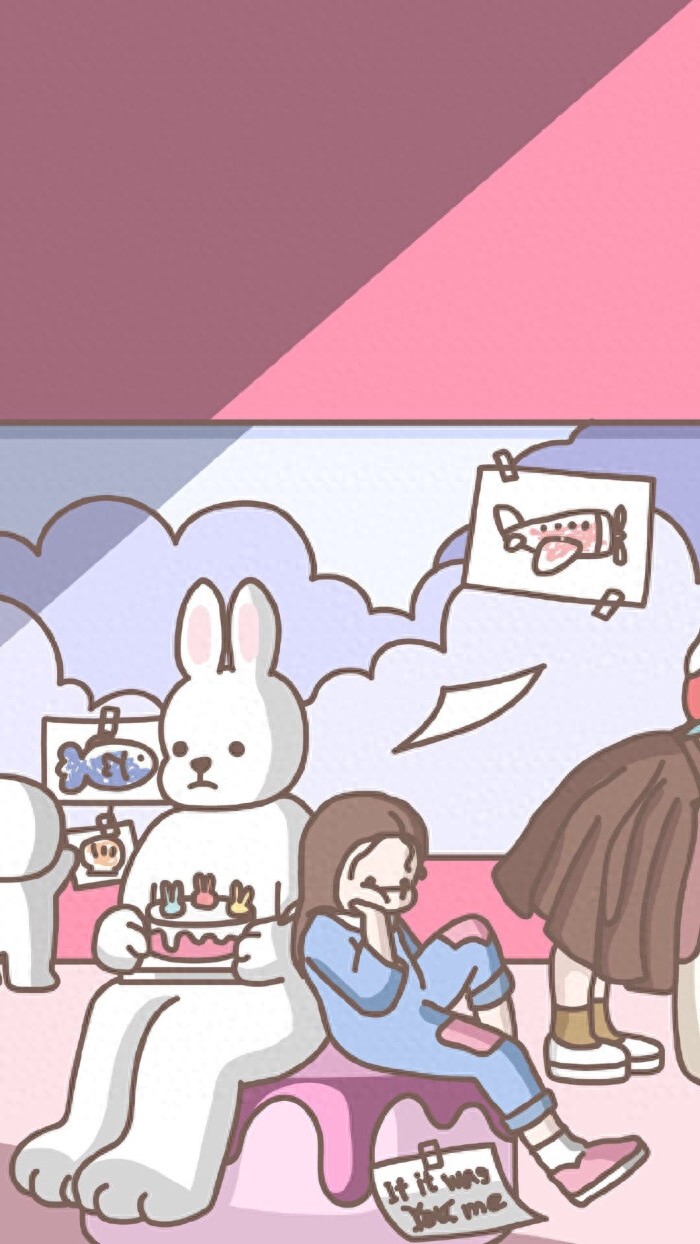 原宿风手机壁纸，海绵宝宝和派大星，用紫粉色还原你的“少女梦”