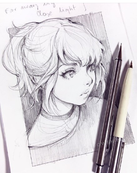 一组美呆的小姐姐铅笔画，线稿都画的这么棒，实在厉害