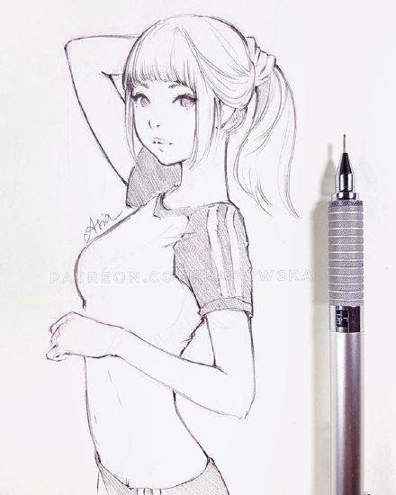 一组美呆的小姐姐铅笔画，线稿都画的这么棒，实在厉害