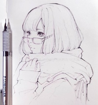 一组美呆的小姐姐铅笔画，线稿都画的这么棒，实在厉害