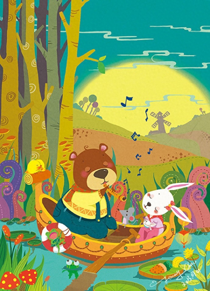 色彩丰富，形象可爱，一组超好看的森系插画作品