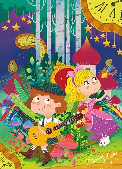 色彩丰富，形象可爱，一组超好看的森系插画作品