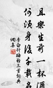 ​且乐生前一杯酒下一句,且乐生前一杯酒 何须身后千载名