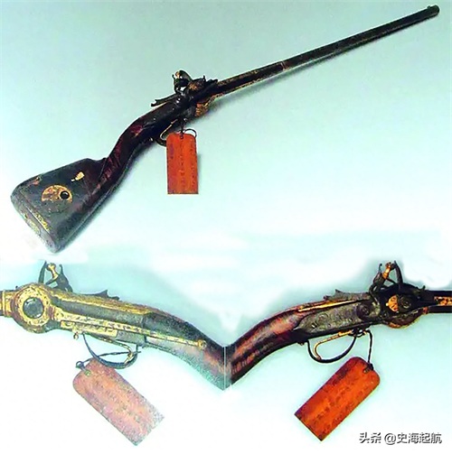 火枪图：清朝时期的燧发火枪，比用火绳枪方便，康熙时期就有了