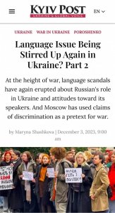 ​在战争最激烈时，在乌克兰俄语与乌克兰语发生激烈争议