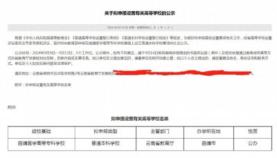 ​曲靖医学高等专科学校拟升格本科院校，首批或将设置6个本科专业